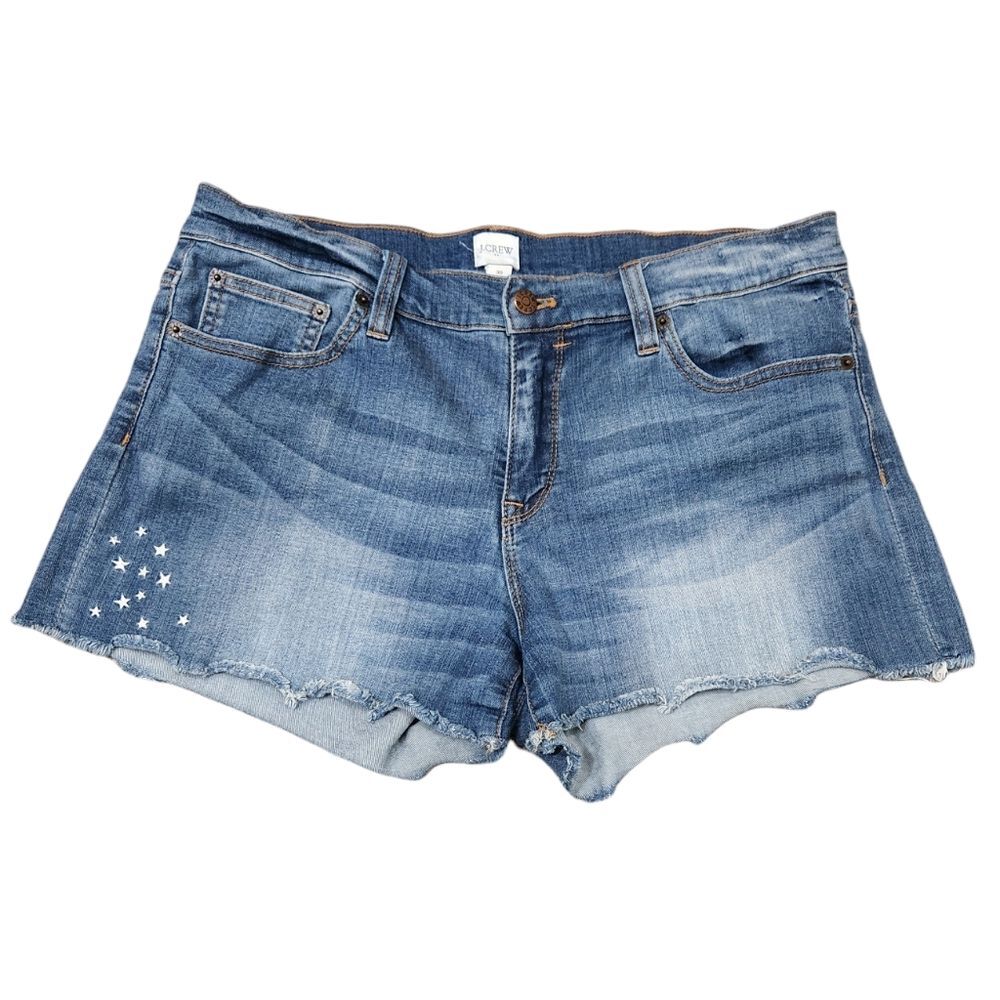 J. Crew Factory Star Embroidered 3” Light Blue Denim Shorts Size 30